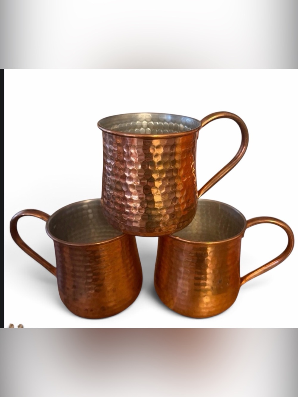 Williams Sonoma Copper Hammered Moscow Mule Mugs - Set of 3